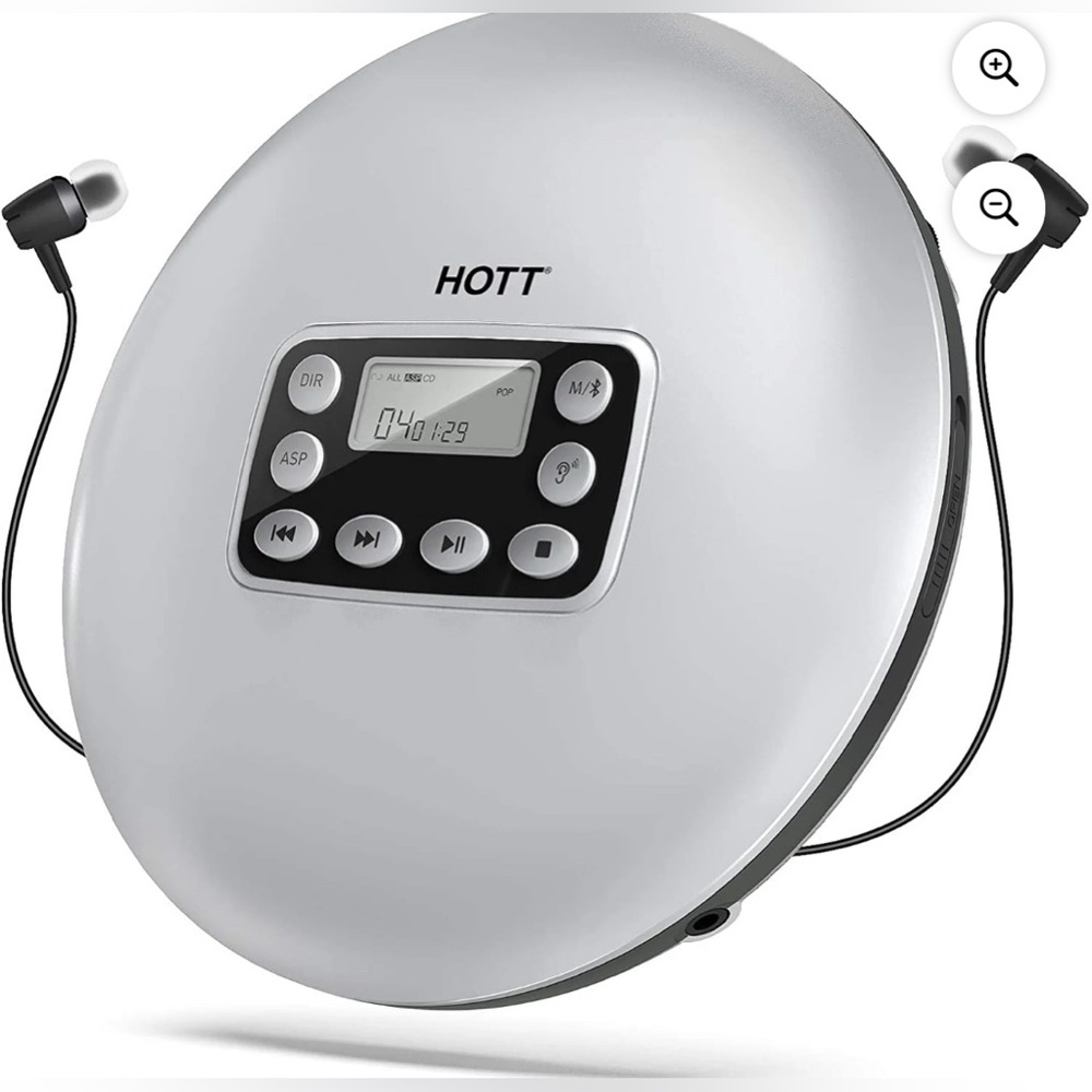 HOTT CD611T Gray Portable Bluetooth CD Player, new